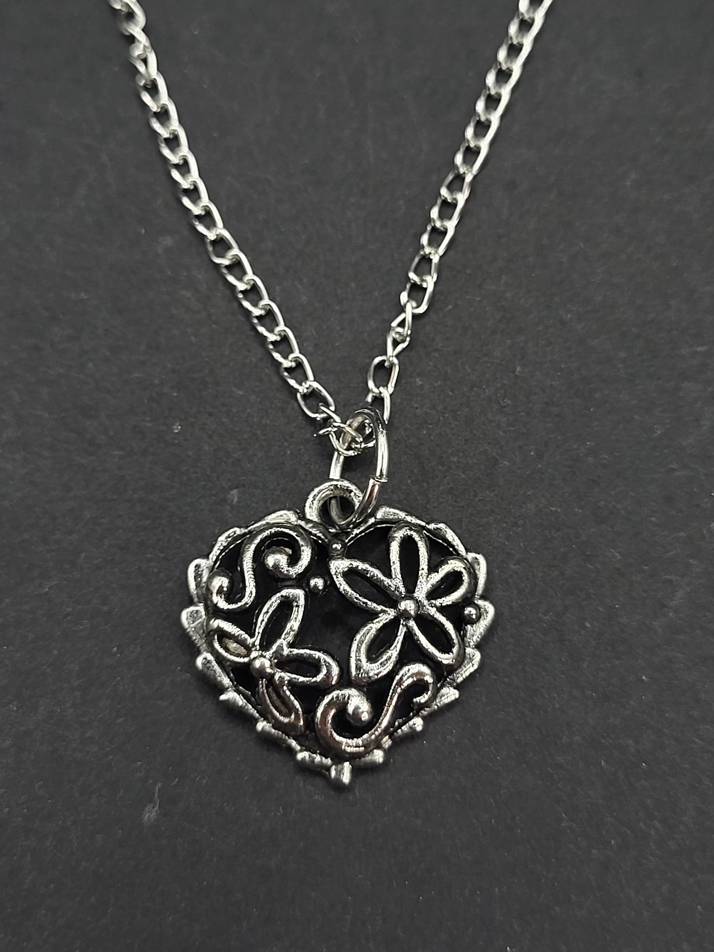 Heart With Flowers Necklace