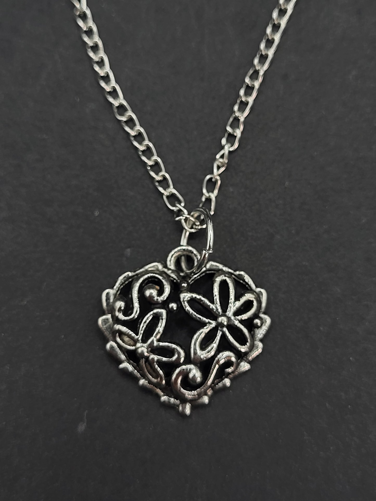 Heart With Flowers Necklace