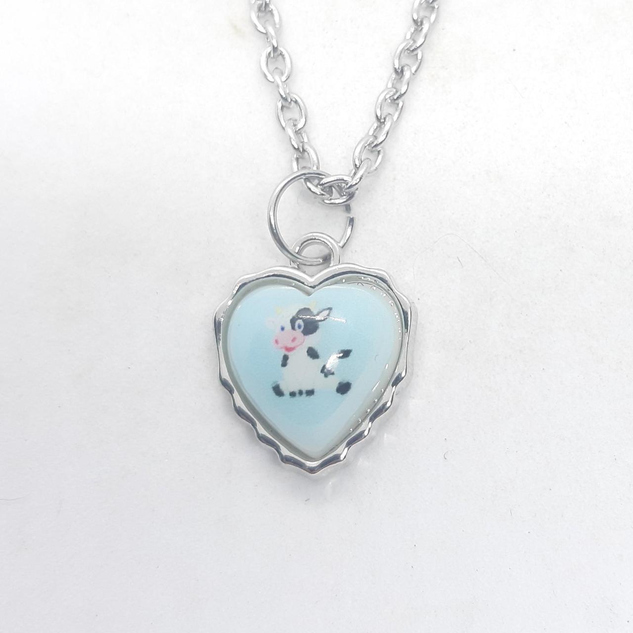 Heart with cute image necklace