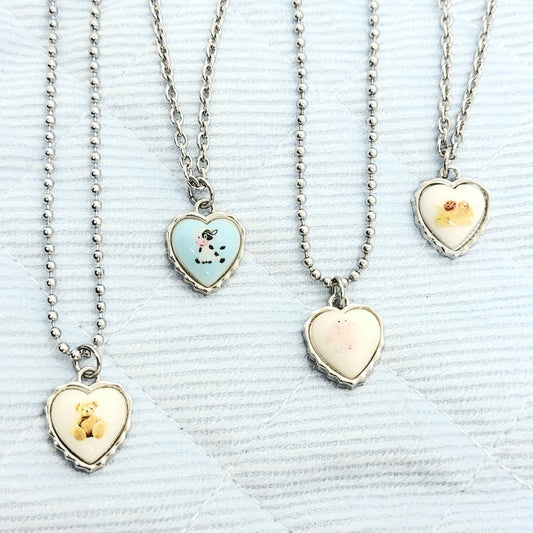 Heart with cute image necklace