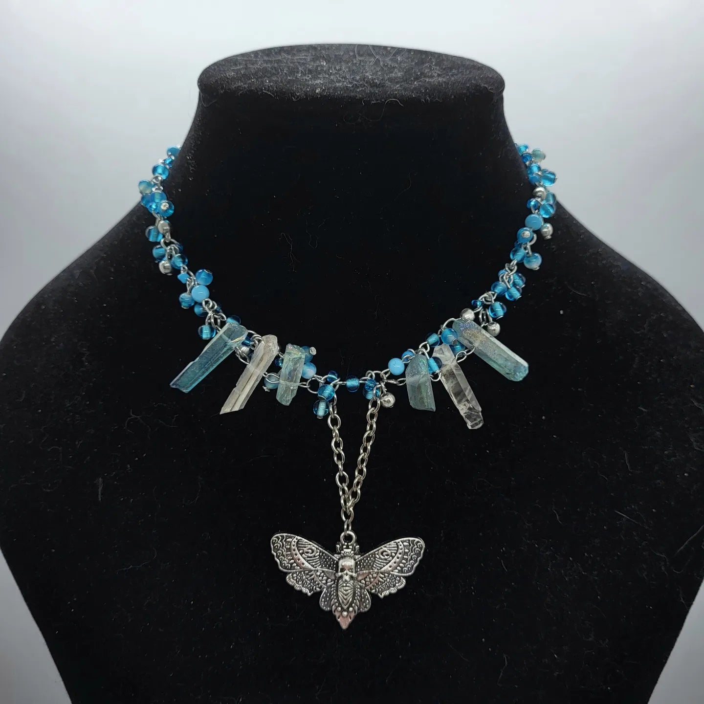 Blue Quartz Moth Necklace