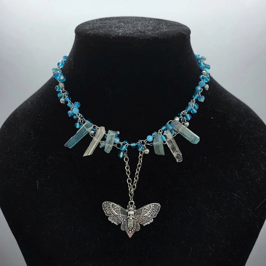 Blue Quartz Moth Necklace
